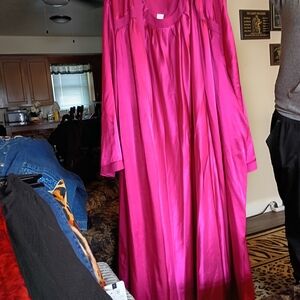 Bright Fuchsia Long Nightgown And Robe Set Dress